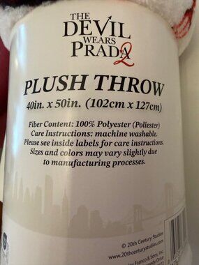 The Devil Wears Prada 2 Plush Throw Blanket 40"x50" NEW